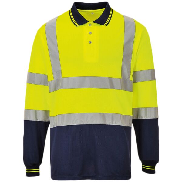 Hi-vis two-tone long sleeve polo shirt (S279) Thumbnail
