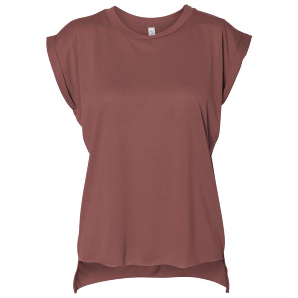 Women's flowy muscle tee with rolled cuff Thumbnail